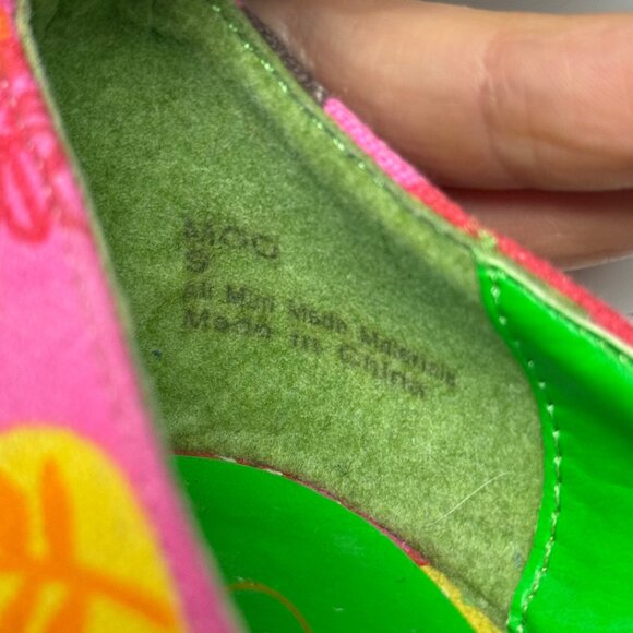 Pointed Toe Floral Flats w/ Green Studded Ankle Straps Women’s 9 New - Picture 9 of 11